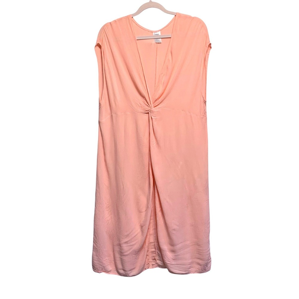 Kona Sol Swim Cover Up XL Peach Twist Front Vacation Airy Coastal Boho Tropical